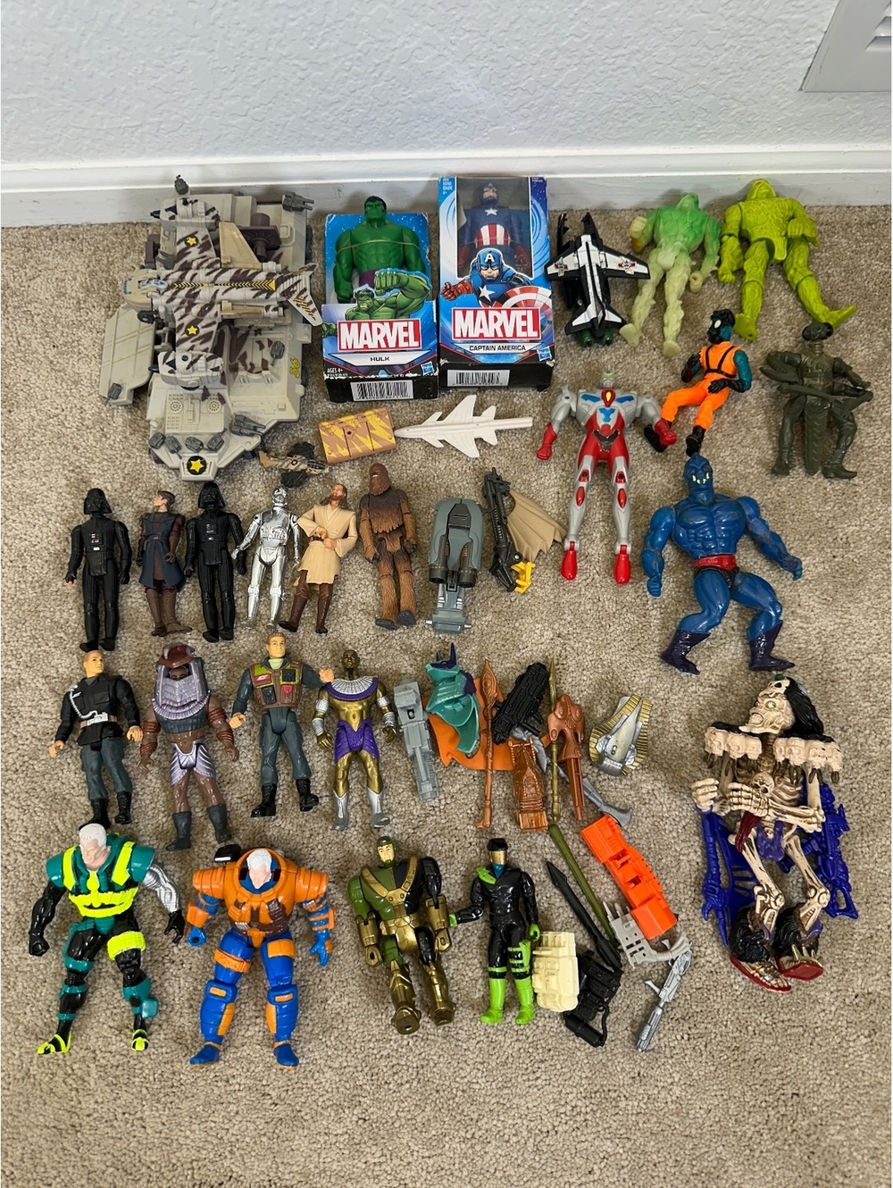 1980-1990 VTG Action Figure Toy Lot Star Wars Marvel GI Joe Vehicles Accessories